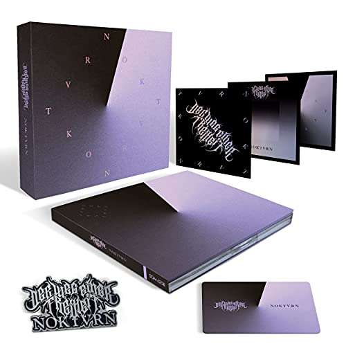 Purple clamshell box set with CD, booklet, and sticker; band logo visible.