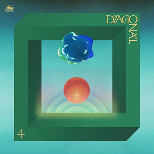 Album cover for "Diagonal - 4" featuring abstract blue and red shapes.