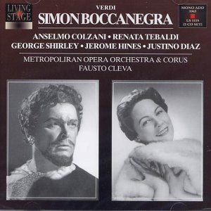 Image of Verdi's 'Simon Boccanegra' CD cover featuring two black-and-white portraits.