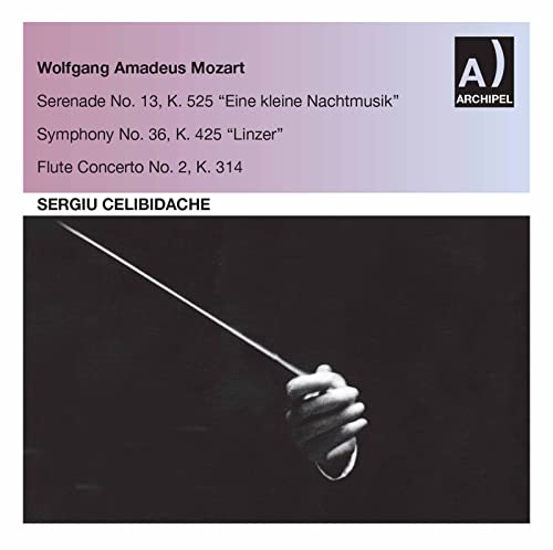 CD cover for Mozart’s Serenade, Symphony, and Flute Concerto recordings.