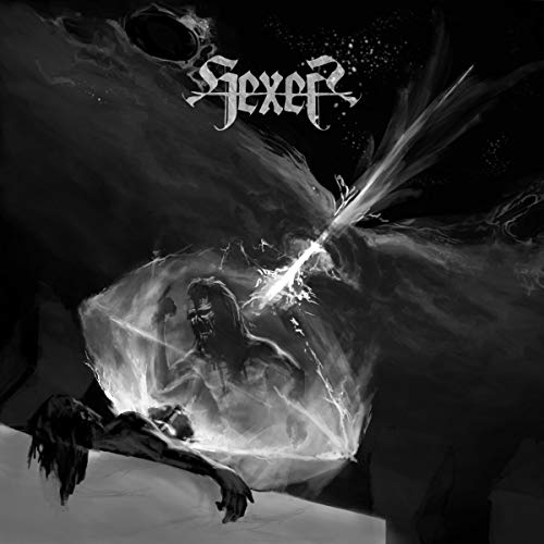 "Album cover art featuring a dark, gothic illustration of a man surrounded by glowing energy."