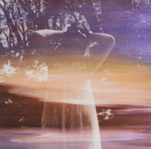 Blurred image of a person’s back, purple and orange tones.