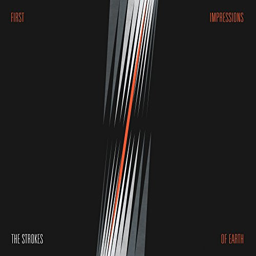 The Strokesā āFirst Impressions of Earthā vinyl album cover, black and orange lines.