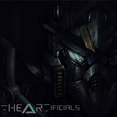 The image depicts a dark, futuristic robot with a metallic body and glowing blue eye.
