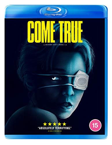 Blu-ray cover for "Come True" featuring a young person with a device over one eye.