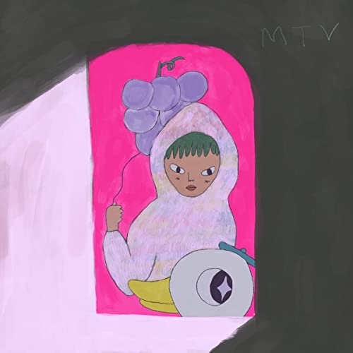 Painted album cover featuring a hooded figure holding a string with grapes.