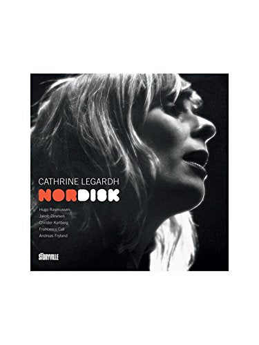 "CD cover with a black-and-white woman's profile and bold red and white text."