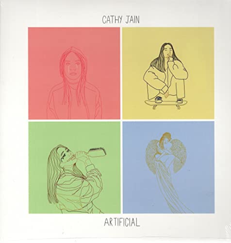 Cathy Jain “artificial” vinyl album cover with four illustrated panels.