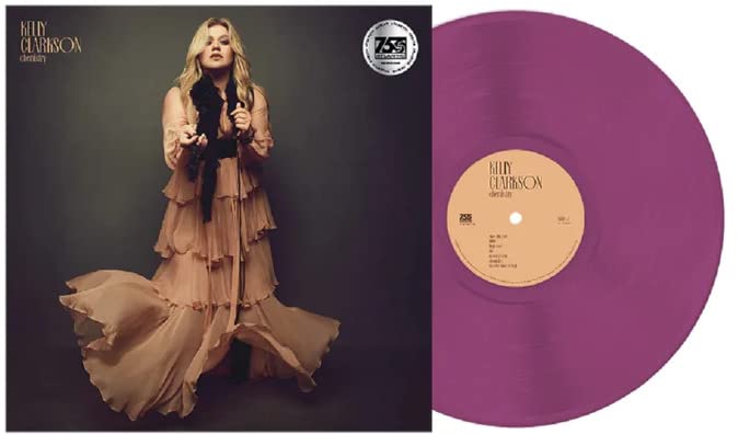 Kelly Clarkson's "chemistry" vinyl record with album cover and purple disc.