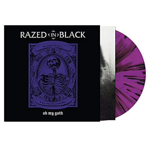 Vinyl record with a black cover featuring a purple skeletal portrait.