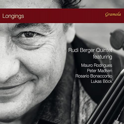 CD cover for "Longings" by the Rudi Berger Quartet, featuring a portrait.