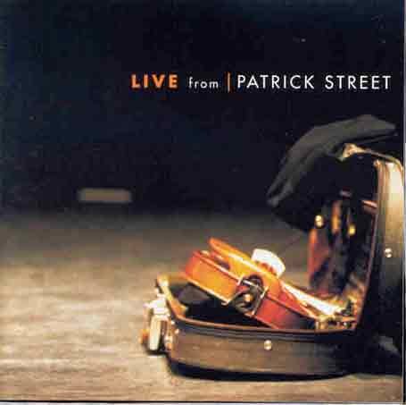 "CD cover with violin case and text 'LIVE from PATRICK STREET' on dark background."