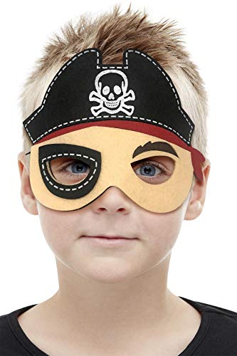 Smiffys 72075 Pirate Felt Mask, Boys, Black, One Size