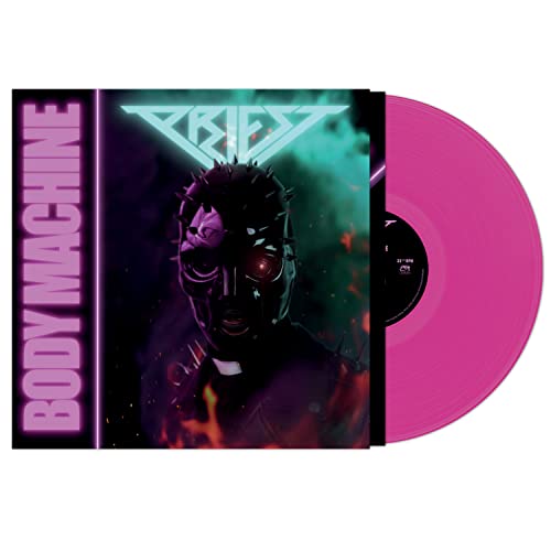 Pink vinyl record and album cover featuring a masked figure.