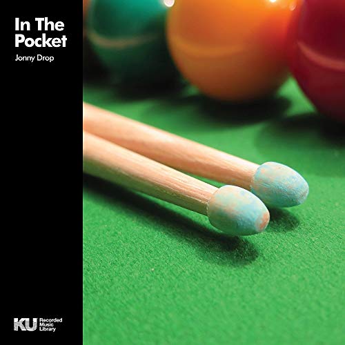 Vinyl record cover with billiard balls, drumsticks, and green felt.