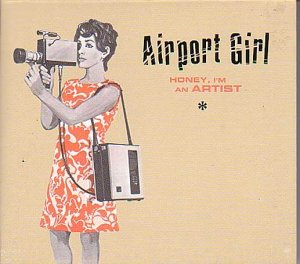 Woman with vintage camera and bag on album cover.