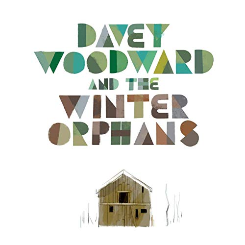 Album cover with multicolored text and a small wooden barn illustration on a white background.