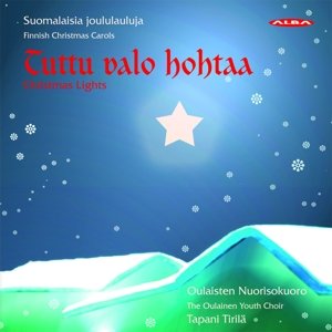 "Christmas CD cover with a star shining over snowy hills on a blue background."