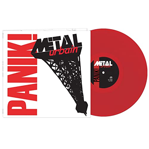 Red vinyl record with album art featuring the Eiffel Tower and bold text.