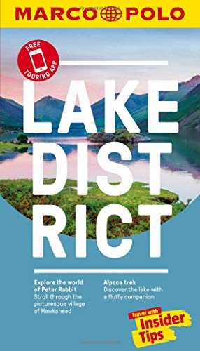 The image shows a travel guide cover with a serene lake and mountains.