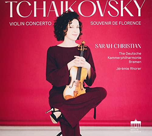 CD cover featuring violinist Sarah Christian in a red studio portrait.
