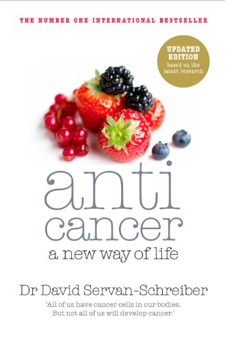 "Book cover with 'anti cancer a new way of life' and mixed berries image."