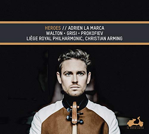 CD cover featuring violinist Adrien La Marca and text "Heroes.