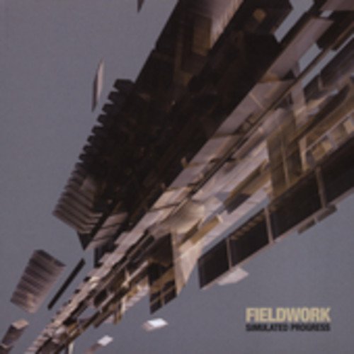 The image shows a CD cover with scattered papers and "Fieldwork - Simulated Progress" text.
