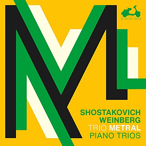 CD cover with bold green and black geometric shapes, and text: “Shostakovich, Weinberg”.