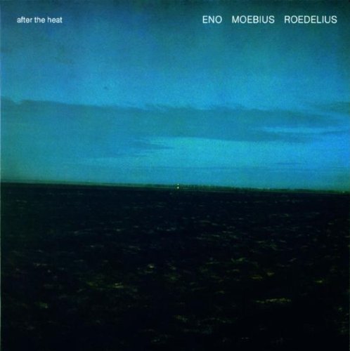 Album cover for "After The Heat" by Eno, Moebius, and Roedelius, blue landscape.
