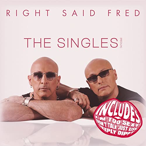 CD cover for Right Said Fred’s “The Singles” featuring two men in sunglasses.