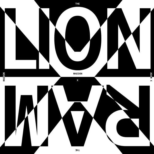 Black and white album art with stylized lion and ram imagery.