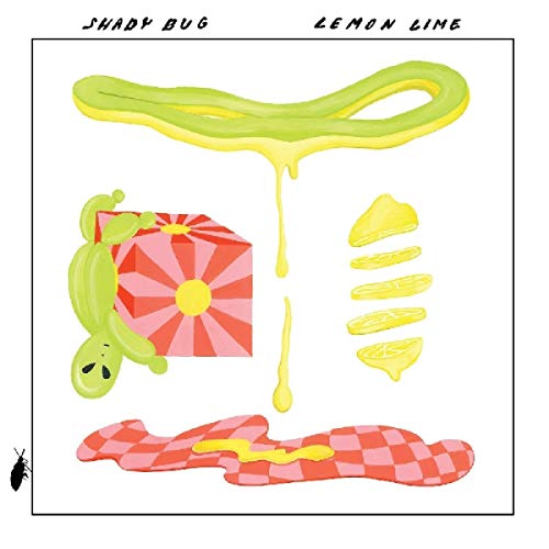"Album cover art featuring cartoon bug, umbrella, and checkered cloth with lemon-lime liquid splatters."