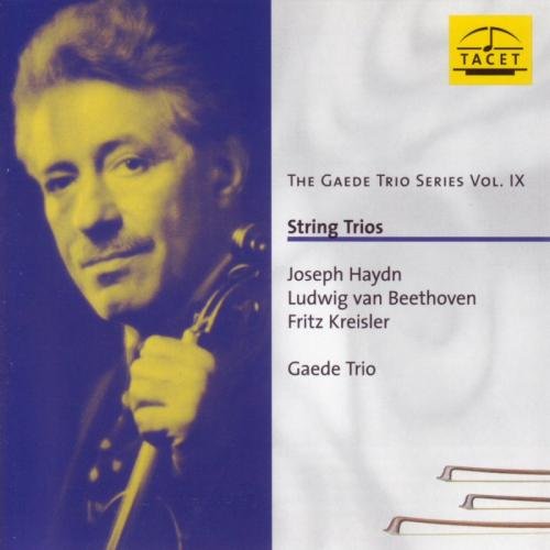CD cover with a man holding a violin and text listing string trios.