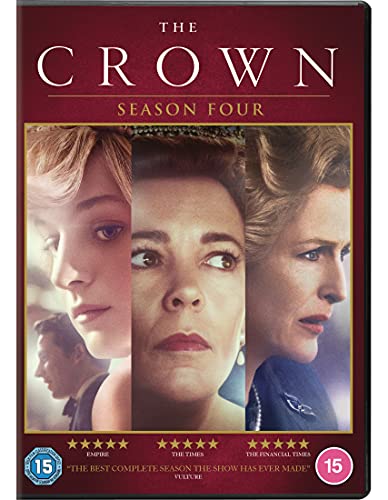 DVD cover for "The Crown" Season 4 featuring portraits of Princess Diana and Queen Elizabeth II.