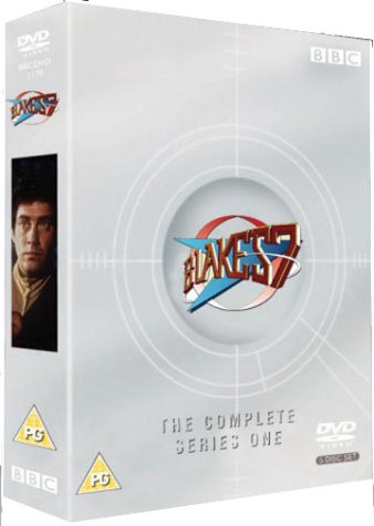 "White DVD case with 'Blake's 7' logo and a man's portrait on the spine."