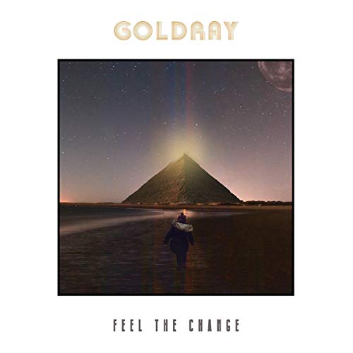 CD cover: person walking toward illuminated pyramid under starry night sky.