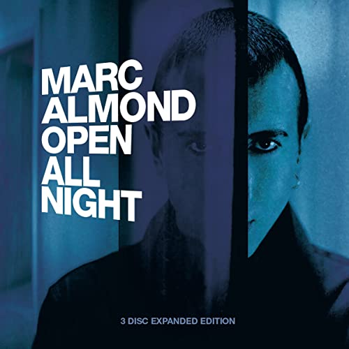 Album cover for Marc Almond's Open All Night featuring a blue-toned portrait of him.