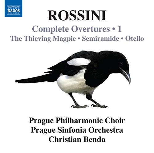CD cover for Rossini overtures featuring a magpie bird illustration.