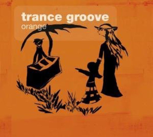 Orange CD cover with black silhouettes of a child, adult, and person on a box.