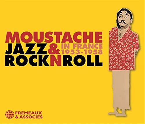 CD cover: illustration of a man with a mustache, yellow background.