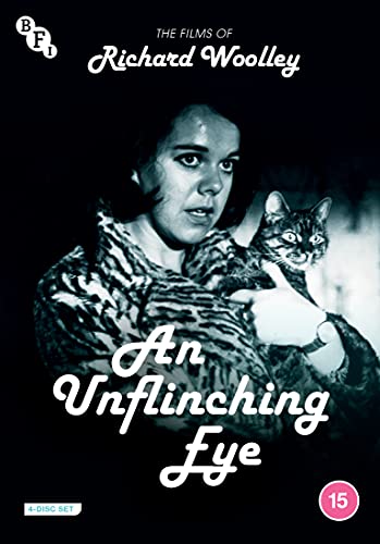 DVD cover: woman holding a tabby cat, black and white image.