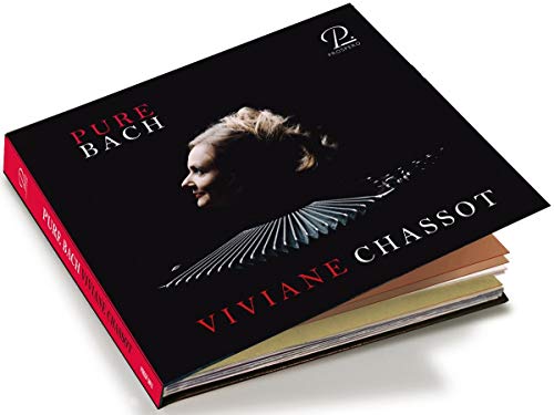 CD case for "Pure Bach" by Viviane Chassot, featuring a portrait.