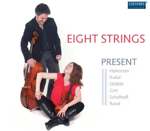 CD cover featuring a man and woman with violins, against a white background.