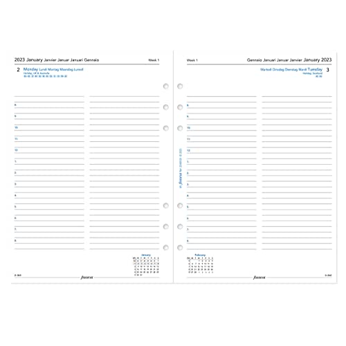 Filofax A5 day per page 5 language appointments diary - 2023, White,23-68515