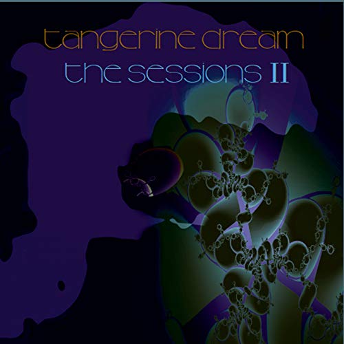 "Tangerine Dream Sessions II vinyl album cover featuring abstract, purple, and green fractal design."