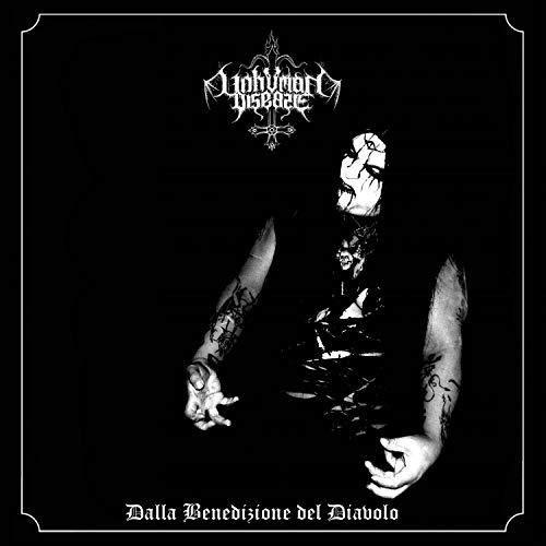 Black and white album cover featuring a corpse-painted figure and band logo.