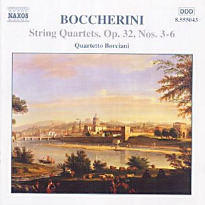 CD cover for Boccherini string quartets featuring a riverside landscape painting.