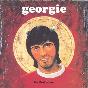 Album cover with a man in a red shirt and halo, titled "georgie: the best album".