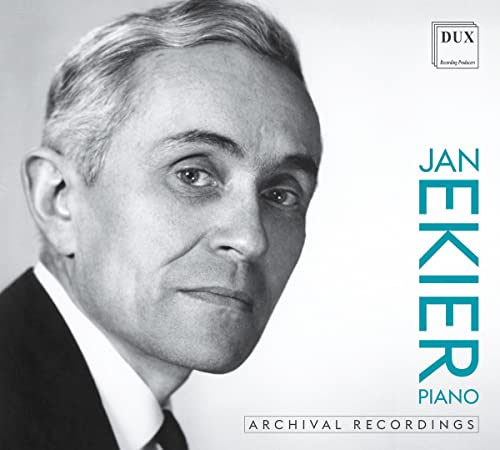 Black and white portrait of pianist Jan Ekier on CD cover.